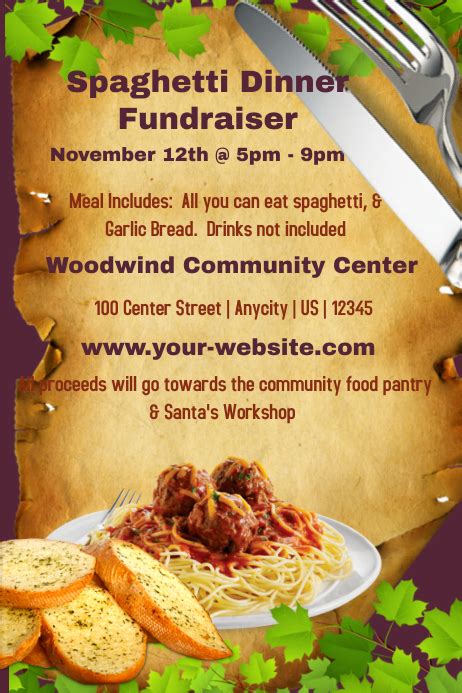 fundraiser dinner flyer|pasta dinner fundraiser flyer template.